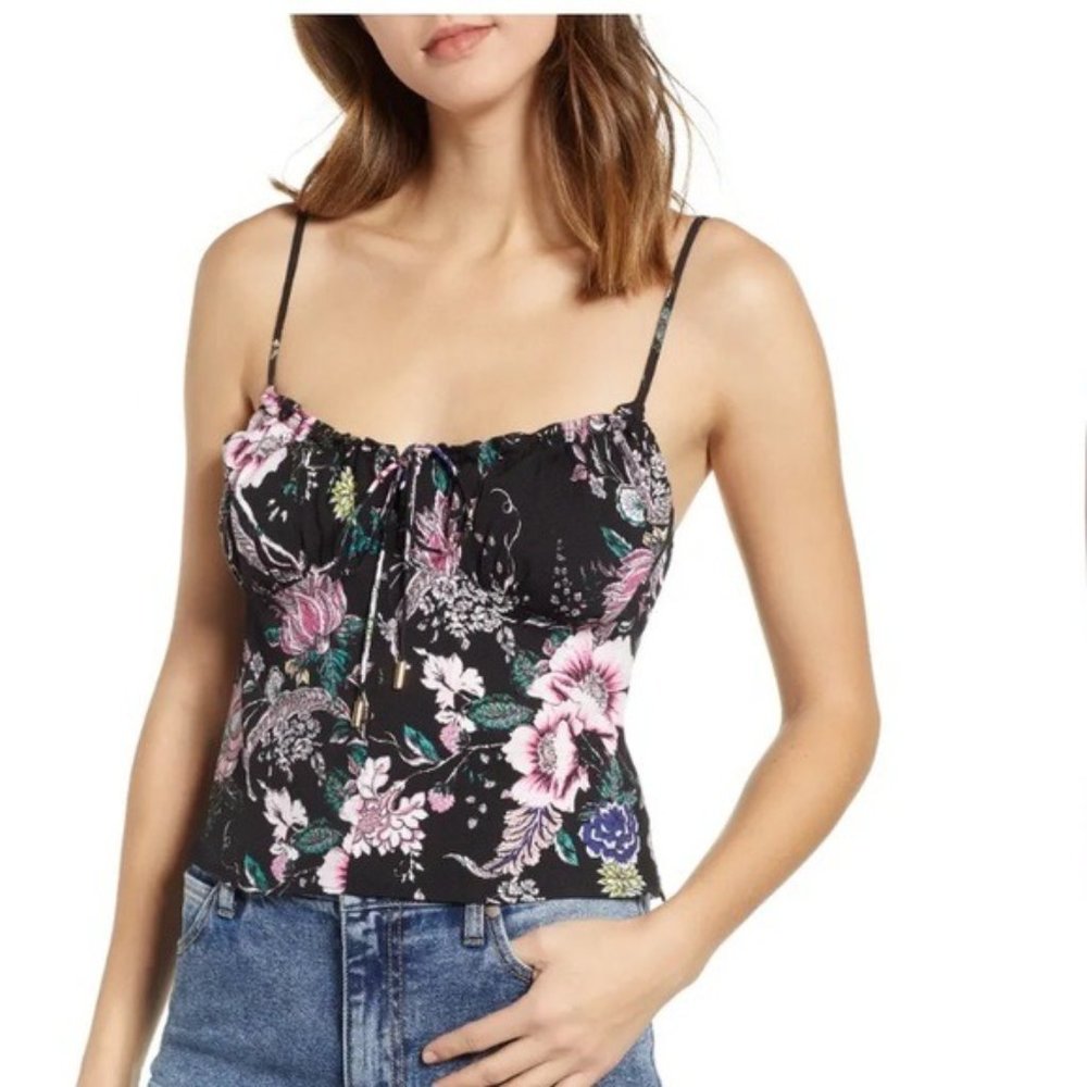 AFRM Perci Cami Floral tie front black pink M